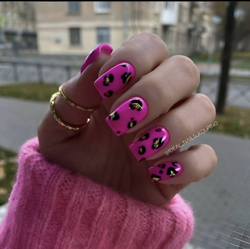 Hot Pink Animal Print Nail Designs