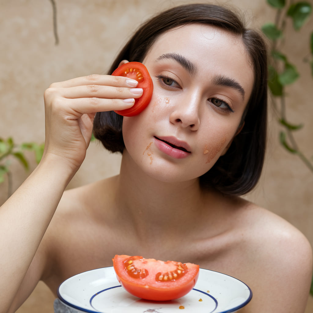 How Rubbing Tomato Slice Supports Overall Skin Health