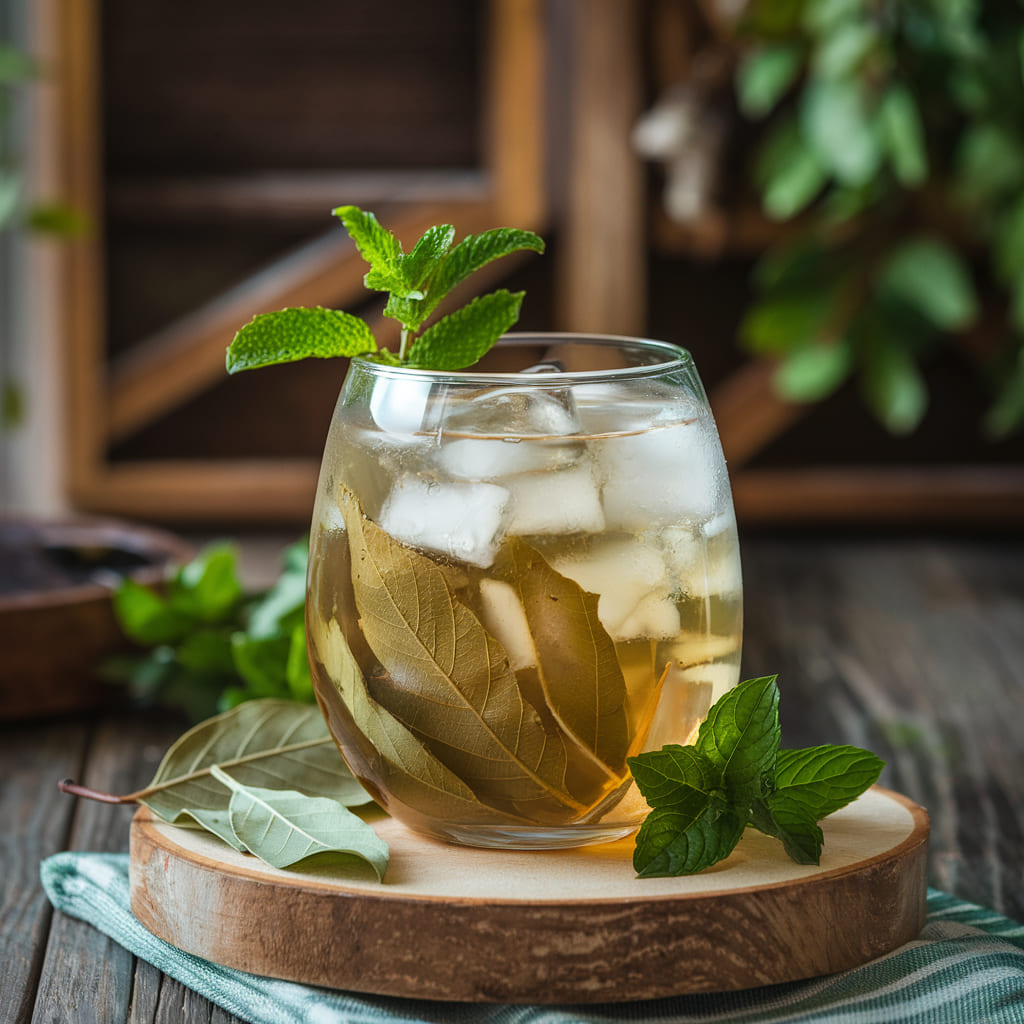 Iced Bay Leaf Tea With Mint