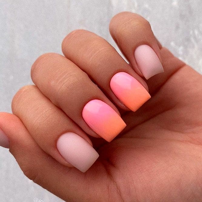 Joyful Ombre Short Acrylic Nails