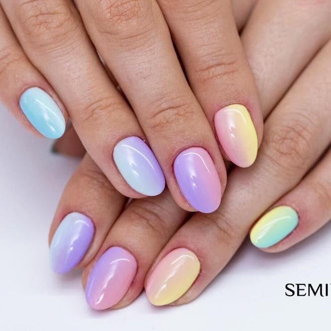 Joyful Ombre Short Acrylic Nails