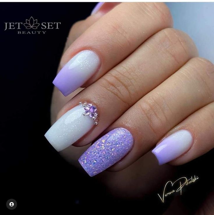 Lavender And White Nails