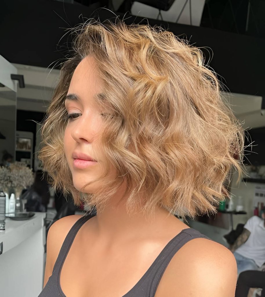Layered Bob With Shaggy Curls