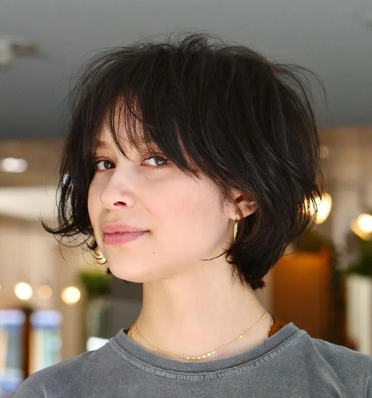 Layered Dark Brunette Pixie