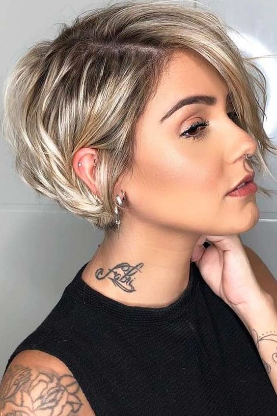 Light Blonde Long Pixie Cut