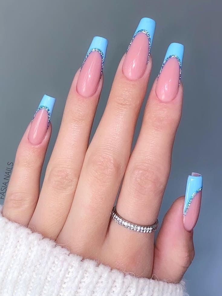  Light Blue French Tips