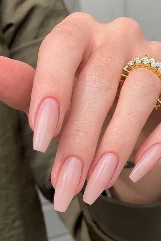 Long Coffin Nude Nails