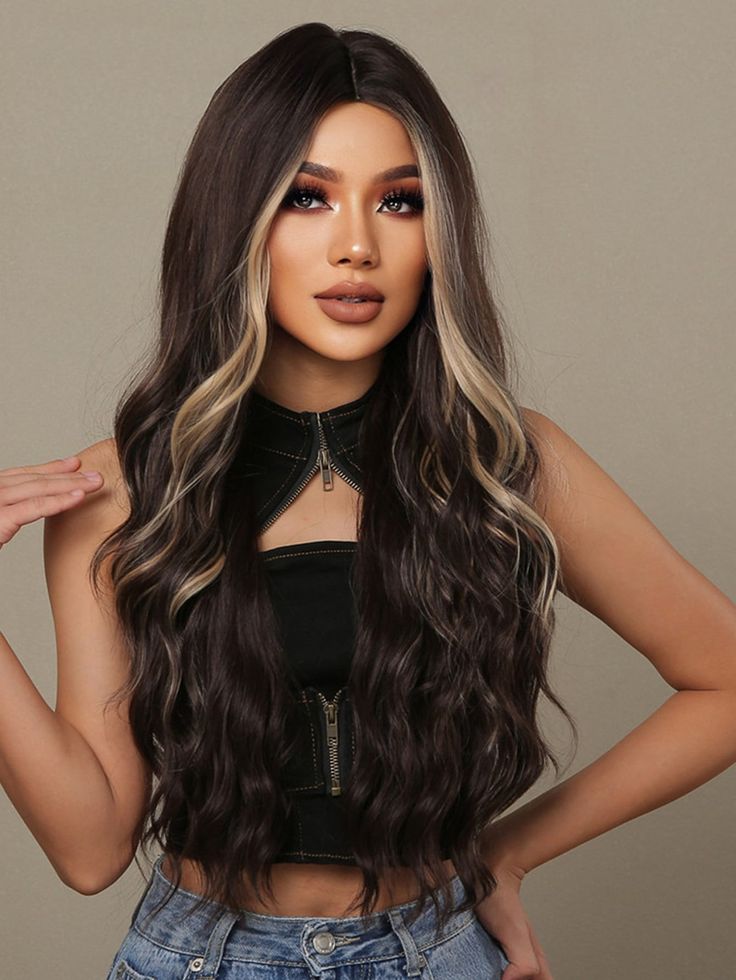 Long Curls With Ash Brown Streaks