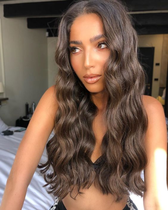 Long Wavy Dark Ash Brown Hair