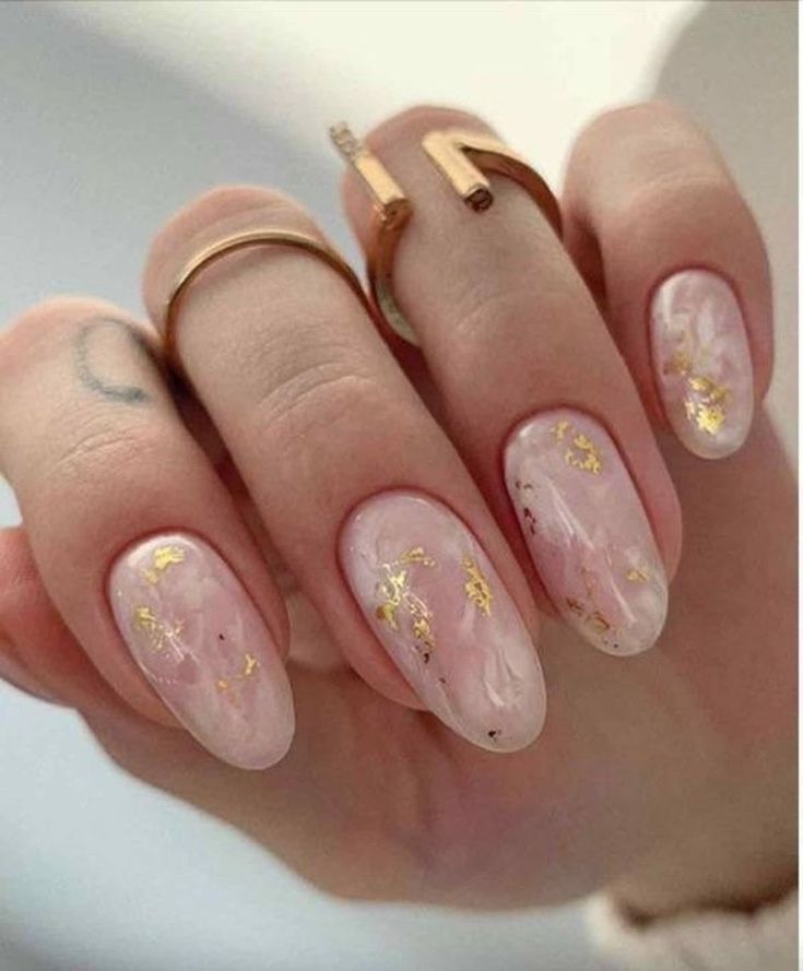 Marble Almond Nails
