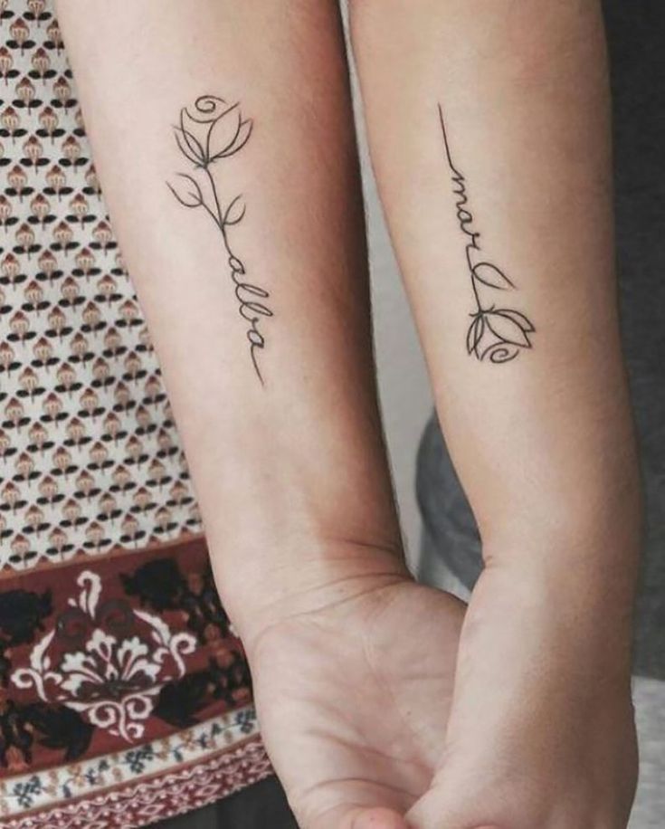 Matching Small Tattoo Ideas For Women With Rose Design
