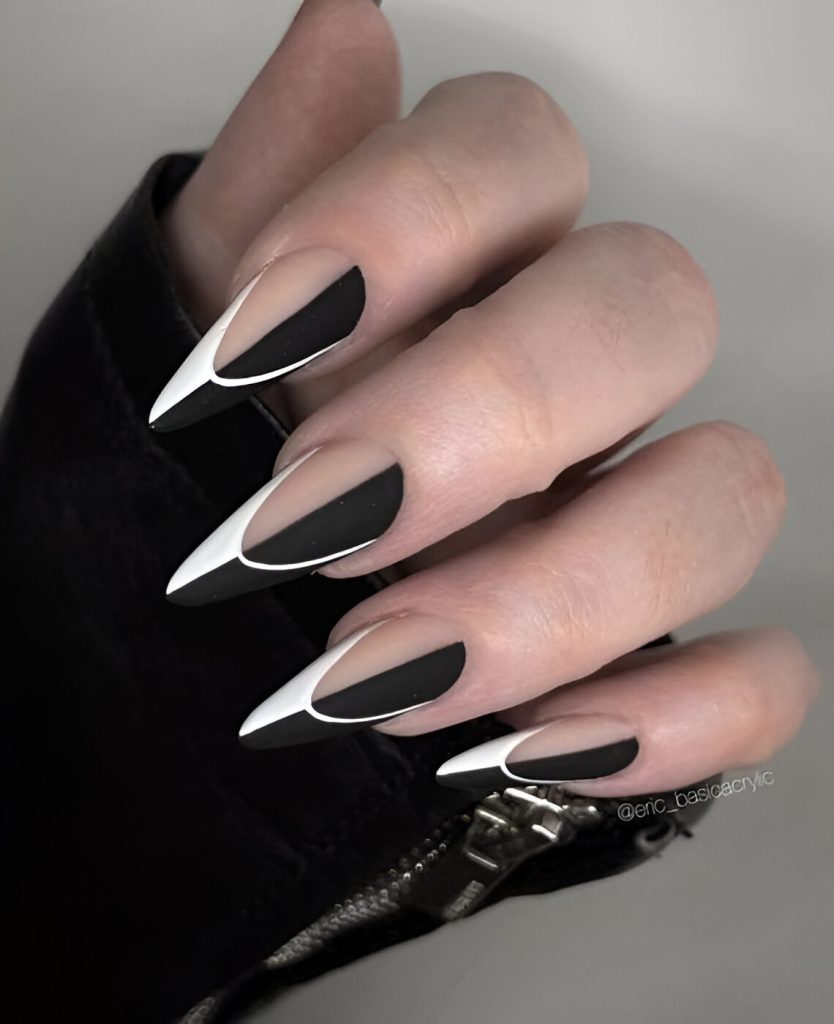 Matte Black And White Nail Designs