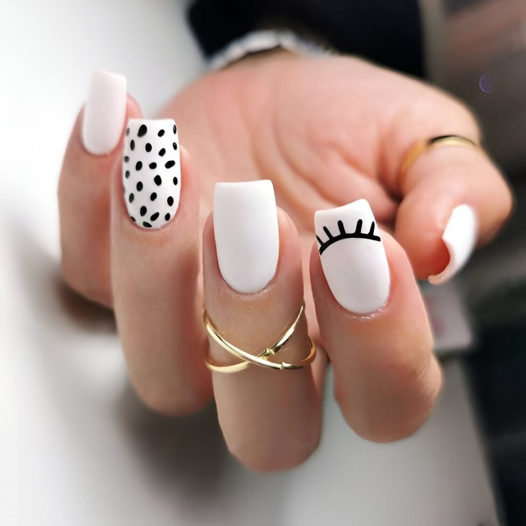 Matte Black And White Nail Designs