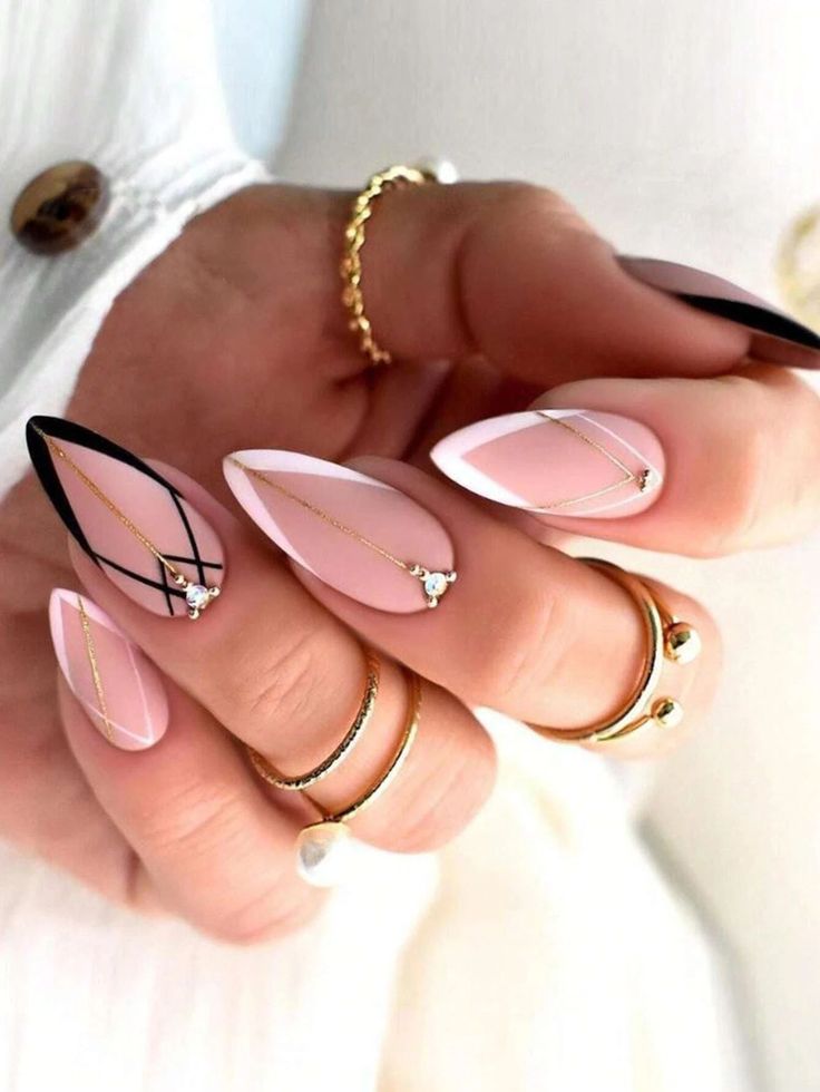 Matte Black And White Nail Designs