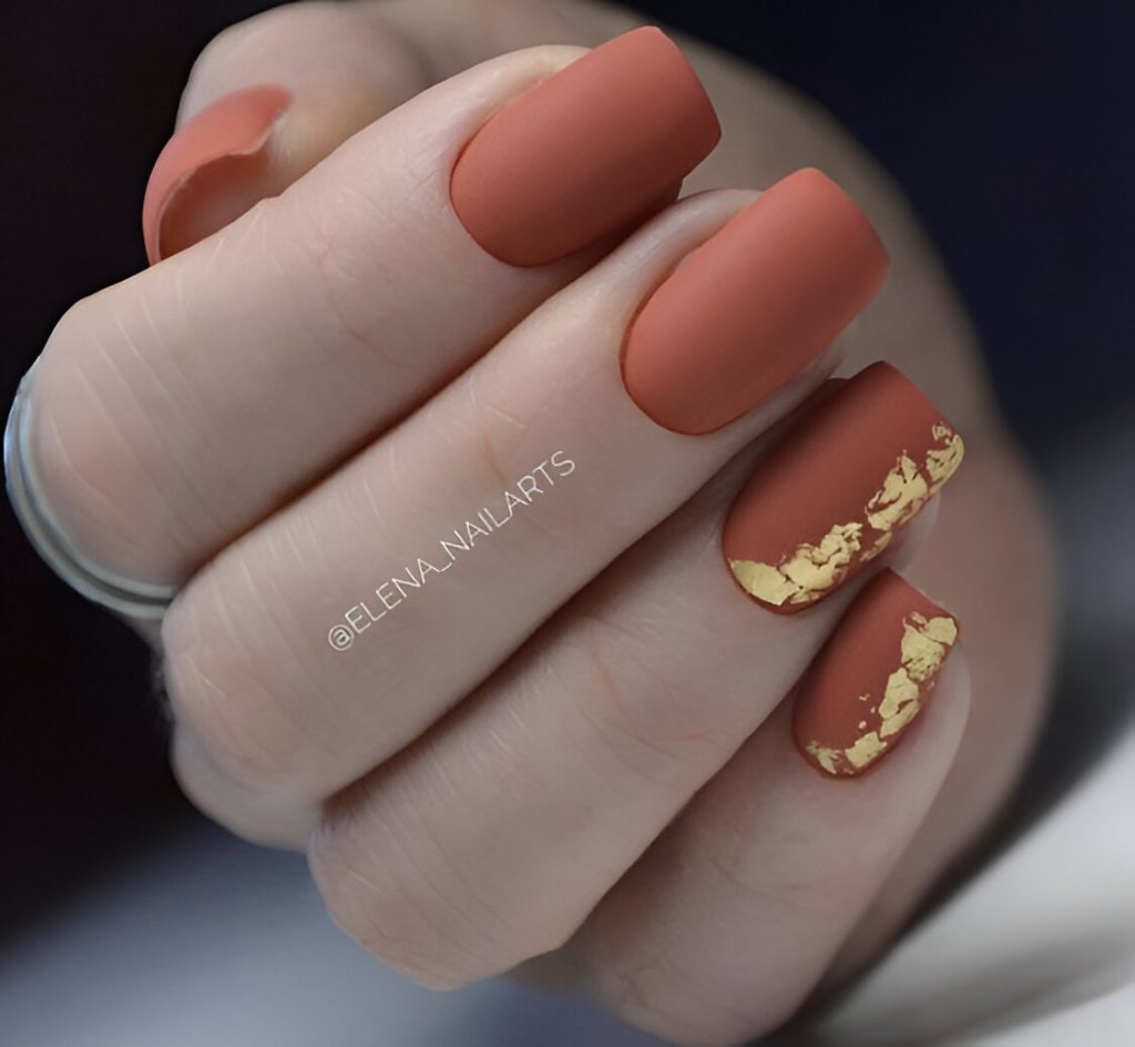 Matte Orange Fall Nails