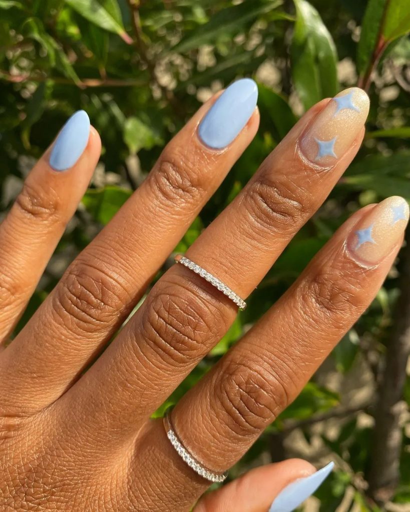  Matte Pastel Blue Nails