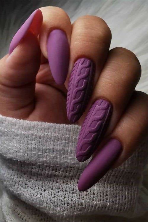 Matte Sweater Nails5