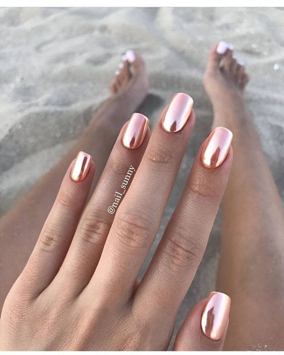 Metallic Nude Summer Nails
