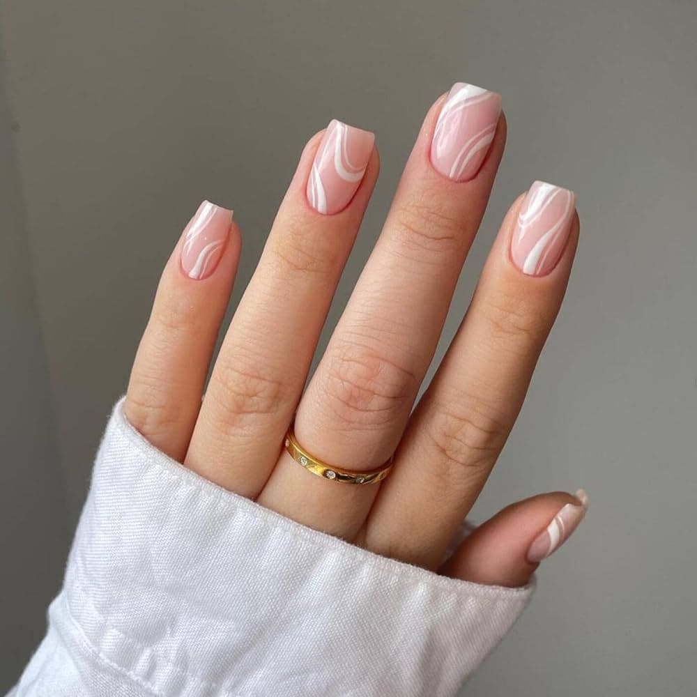 Milky Swirls on Nails