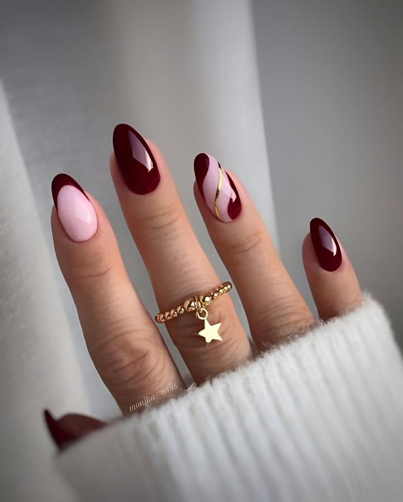 Mix-And-Match Burgundy Nail Art