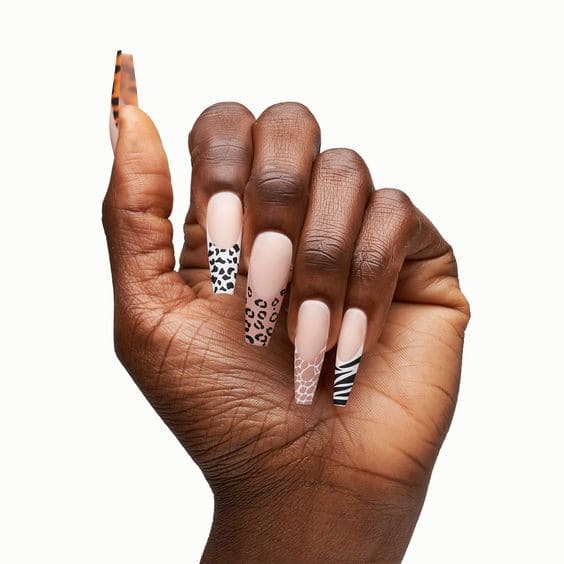 Mixed Animal Print Nail Designs