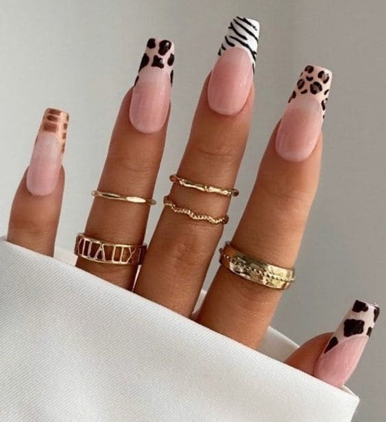 Mixed Animal Print Nail Designs