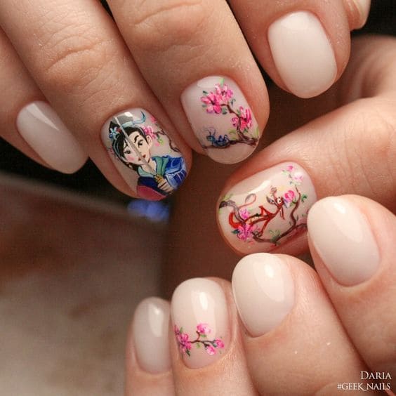 Mulan Disney Princess Nails