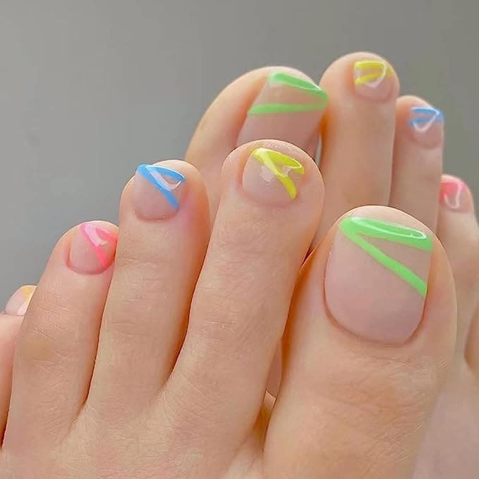 Multicolor Summer Toe Nails