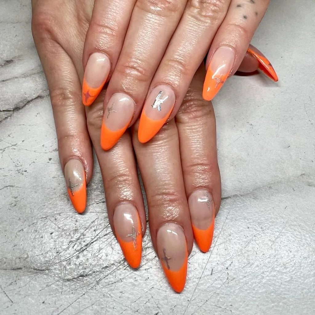 Neon Orange French Tips