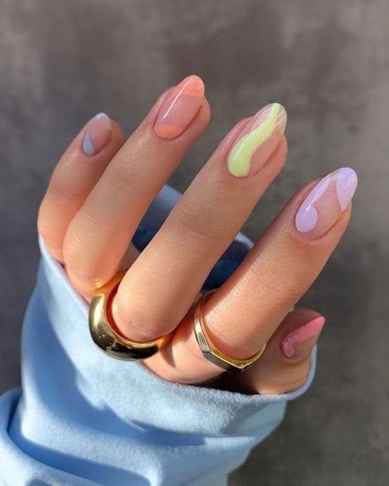 Nude And Color Nails