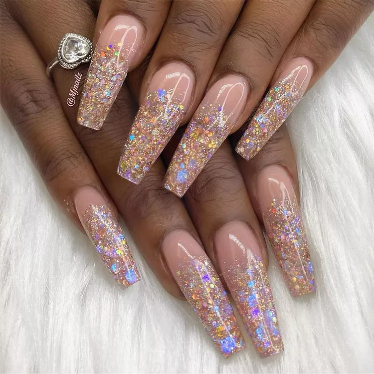 Nude Glitter Nails