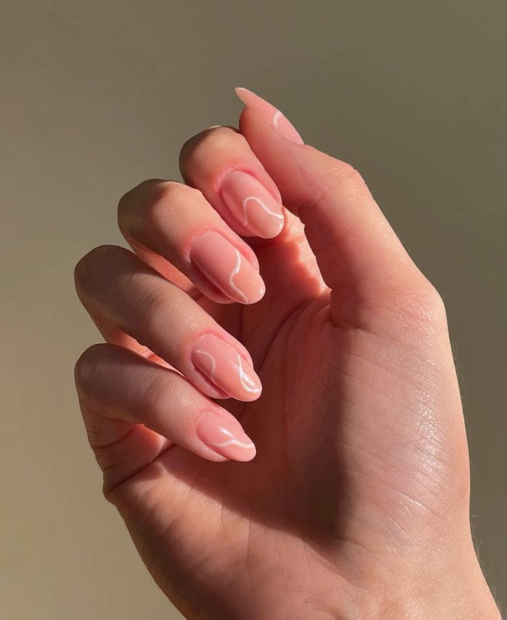 Nude Mani With Swirls