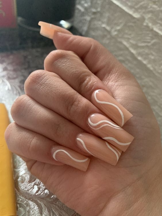 Nude Mani With Swirls