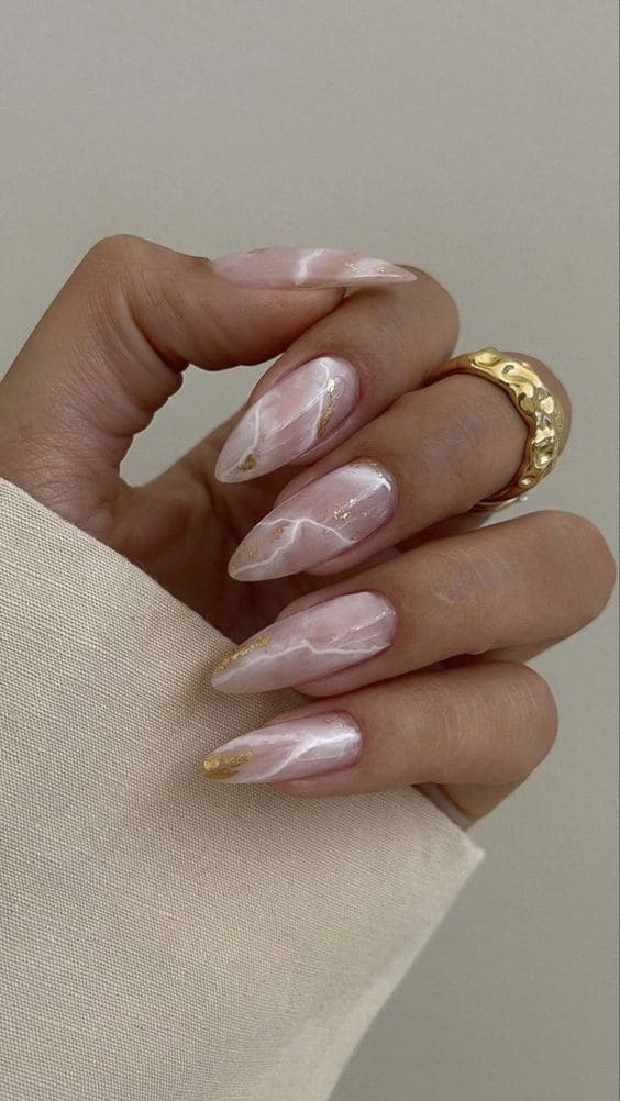 Nude Marble Bridesmaid Nail Ideas
