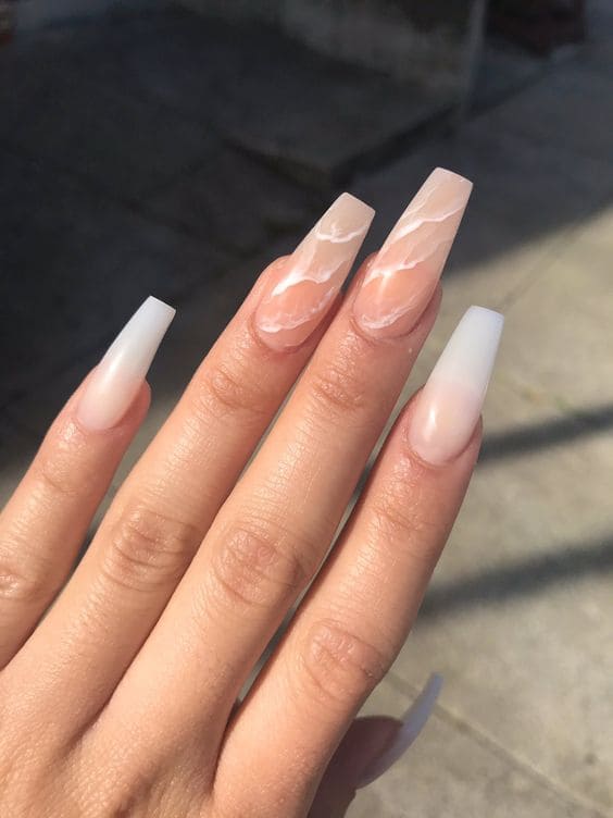 Nude Marble Bridesmaid Nail Ideas3