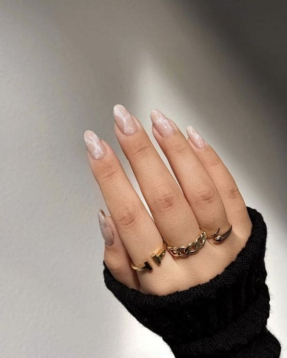 Nude Marble Bridesmaid Nail Ideas