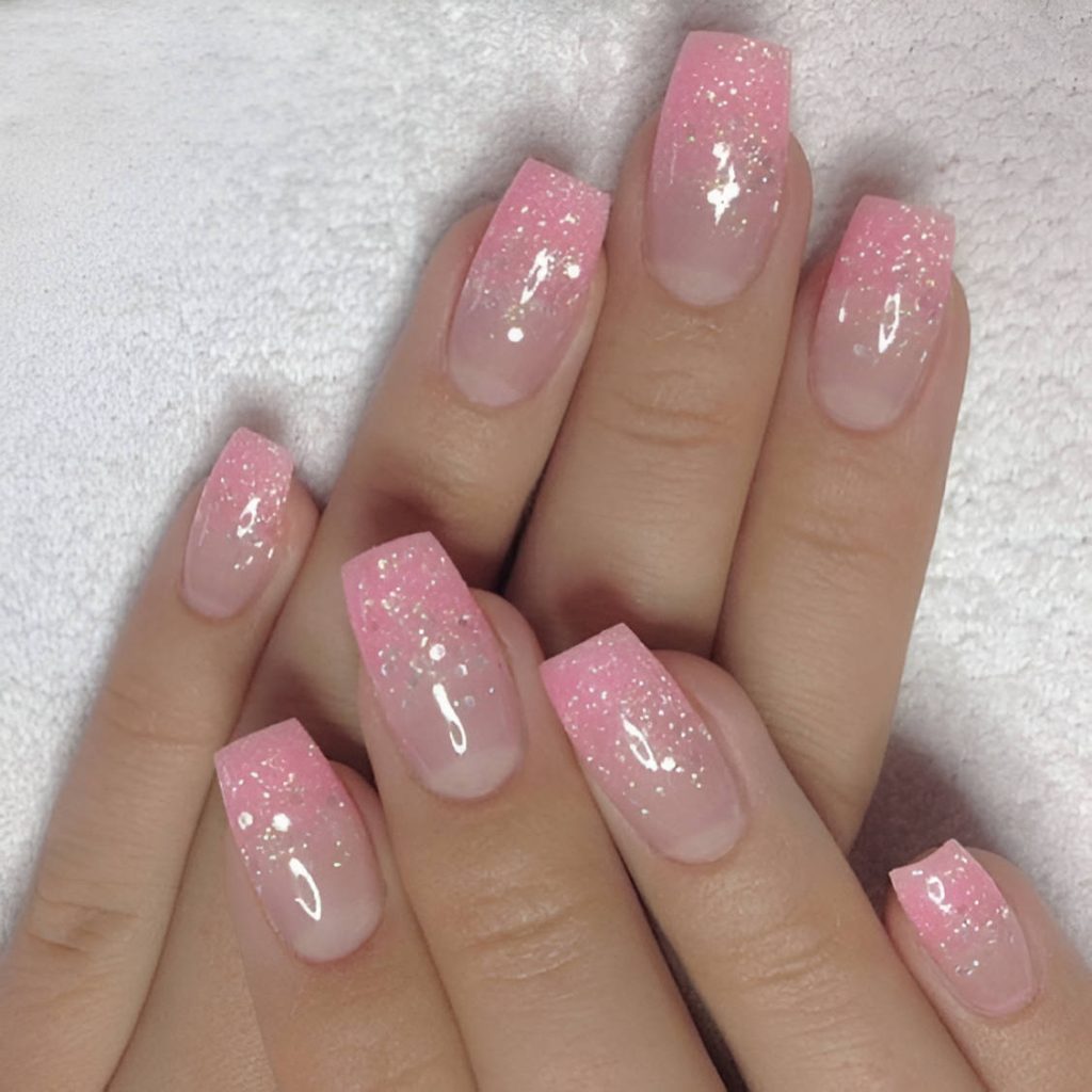 Ombre Nude Coffin Manicure