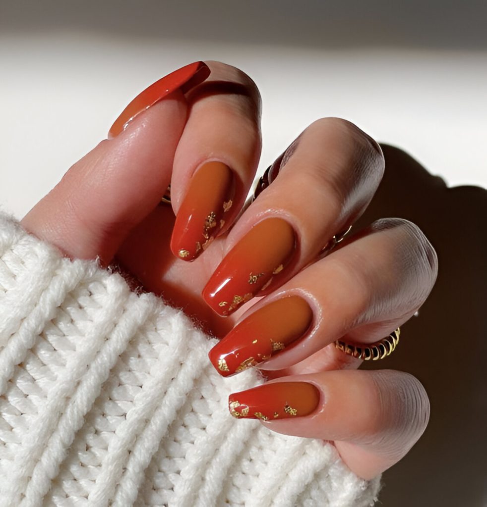 Orange Ombre Tip Nail Design