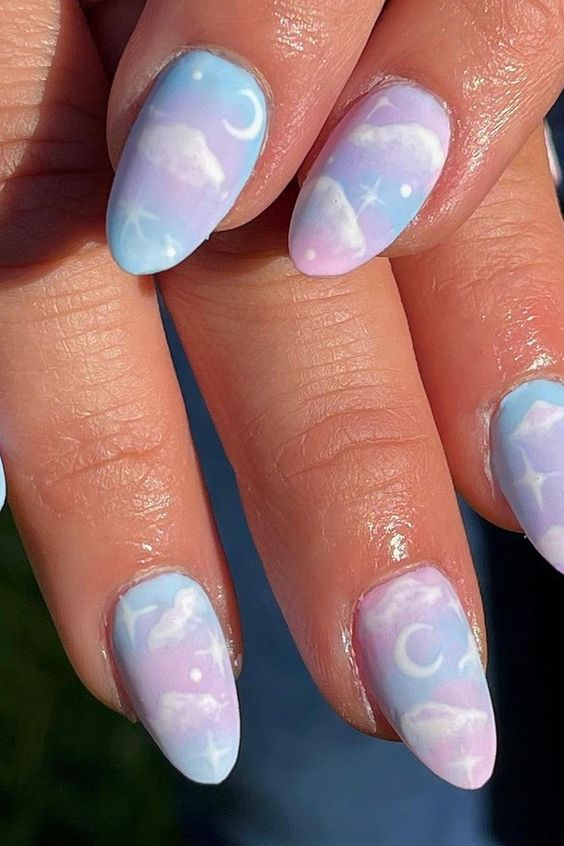 Pastel Cloud Nail Art6