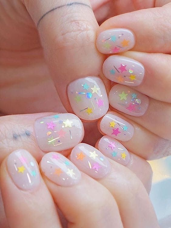 Pastel Confetti Nails