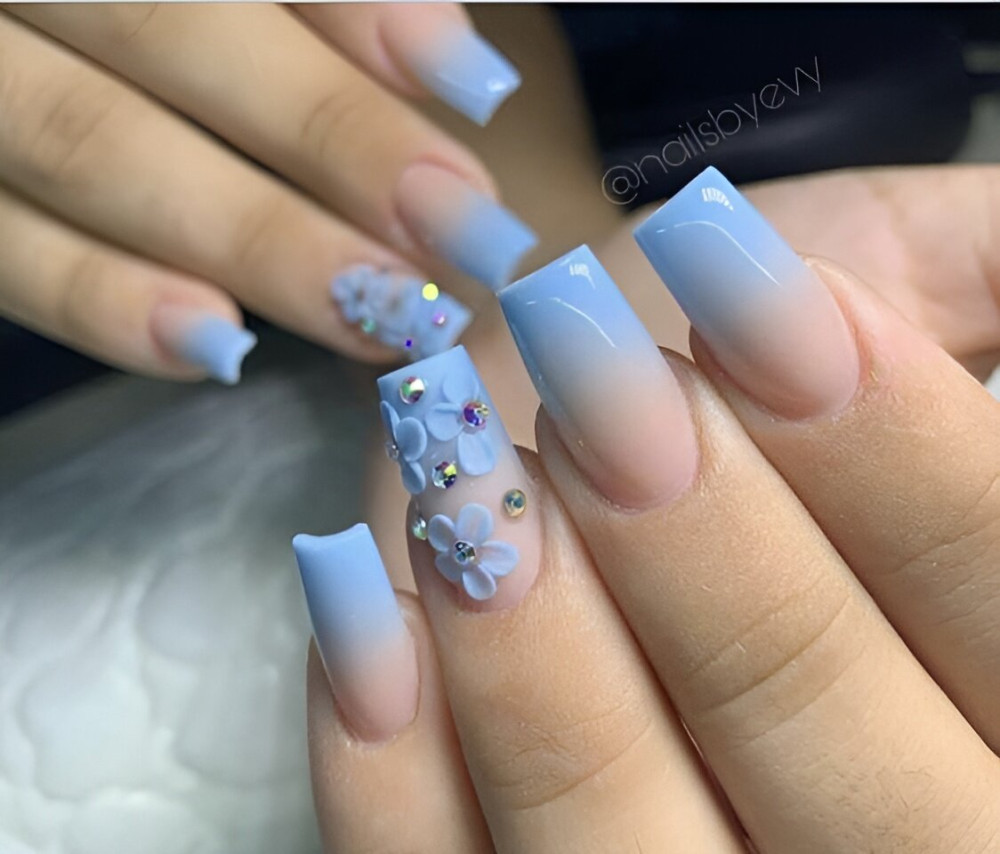  Pastel French Tip Square Nails