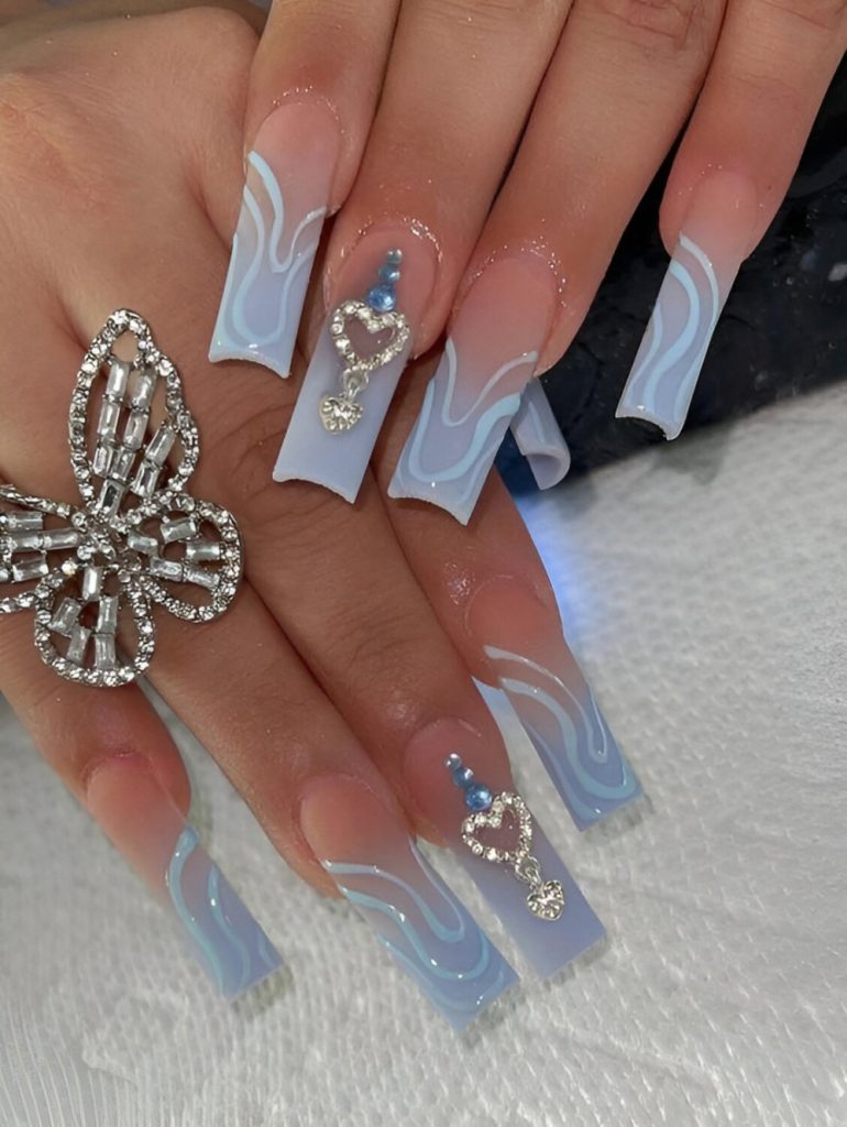  Pastel French Tip Square Nails