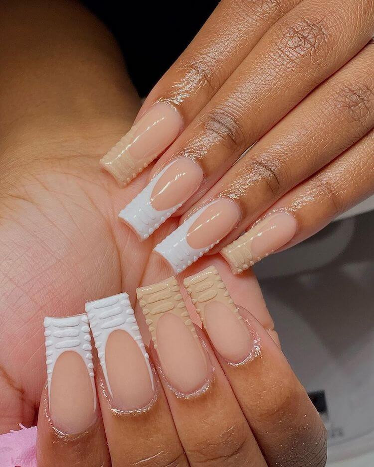  Pastel French Tip Square Nails
