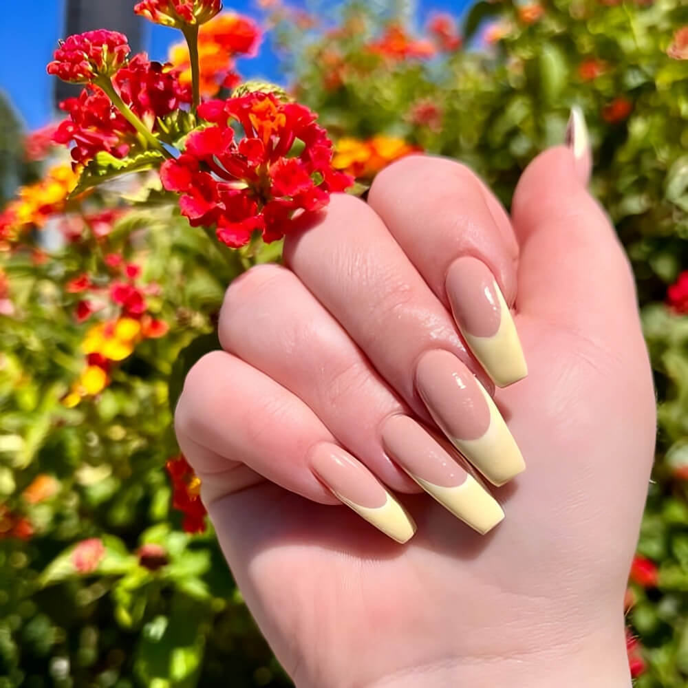  Pastel French Tip Square Nails