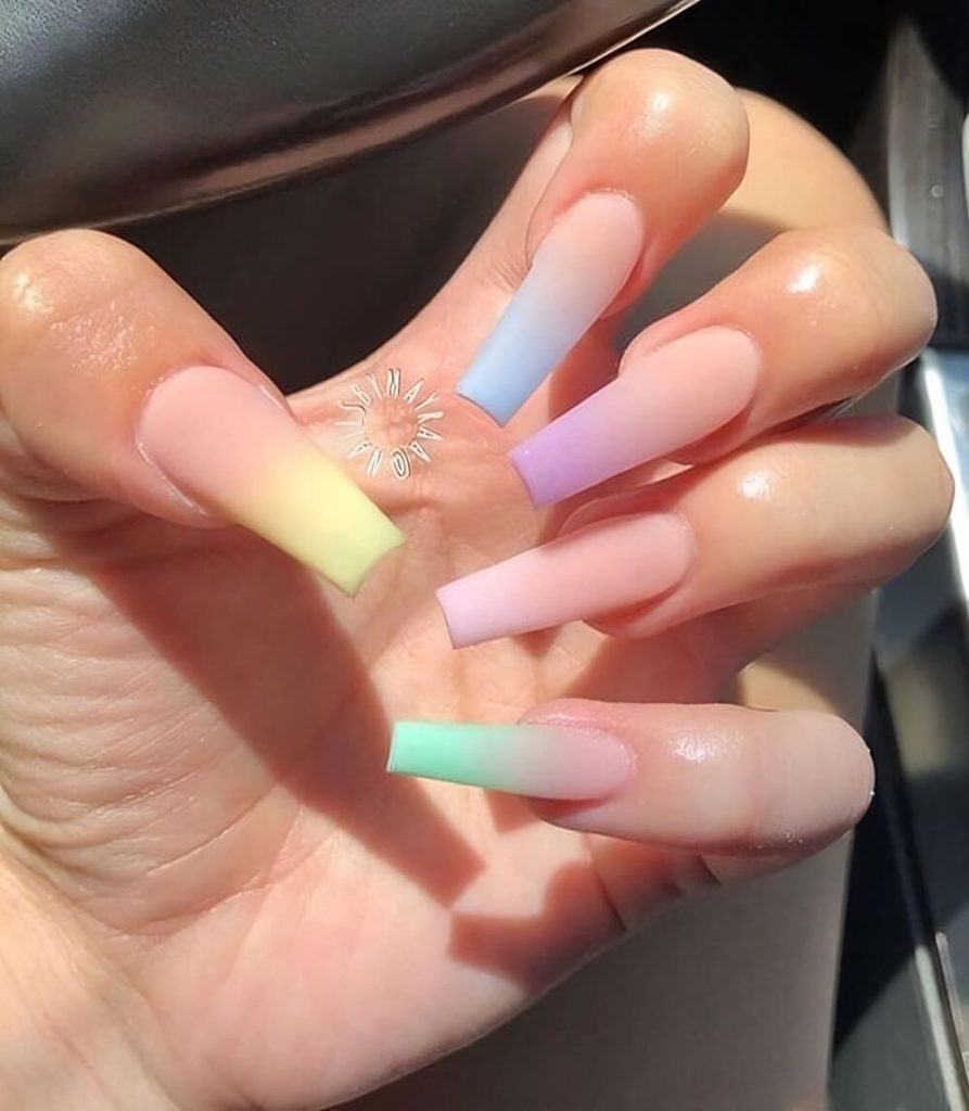  Pastel French Tip Square Nails
