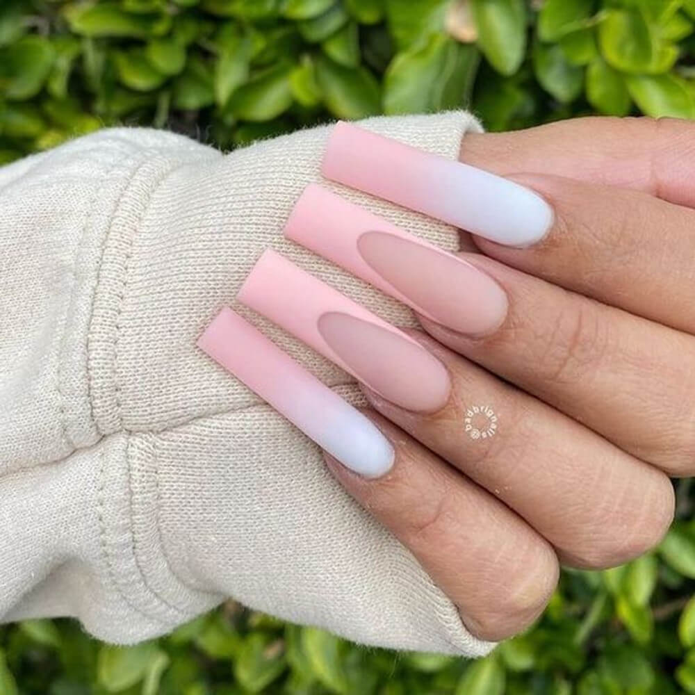  Pastel French Tip Square Nails