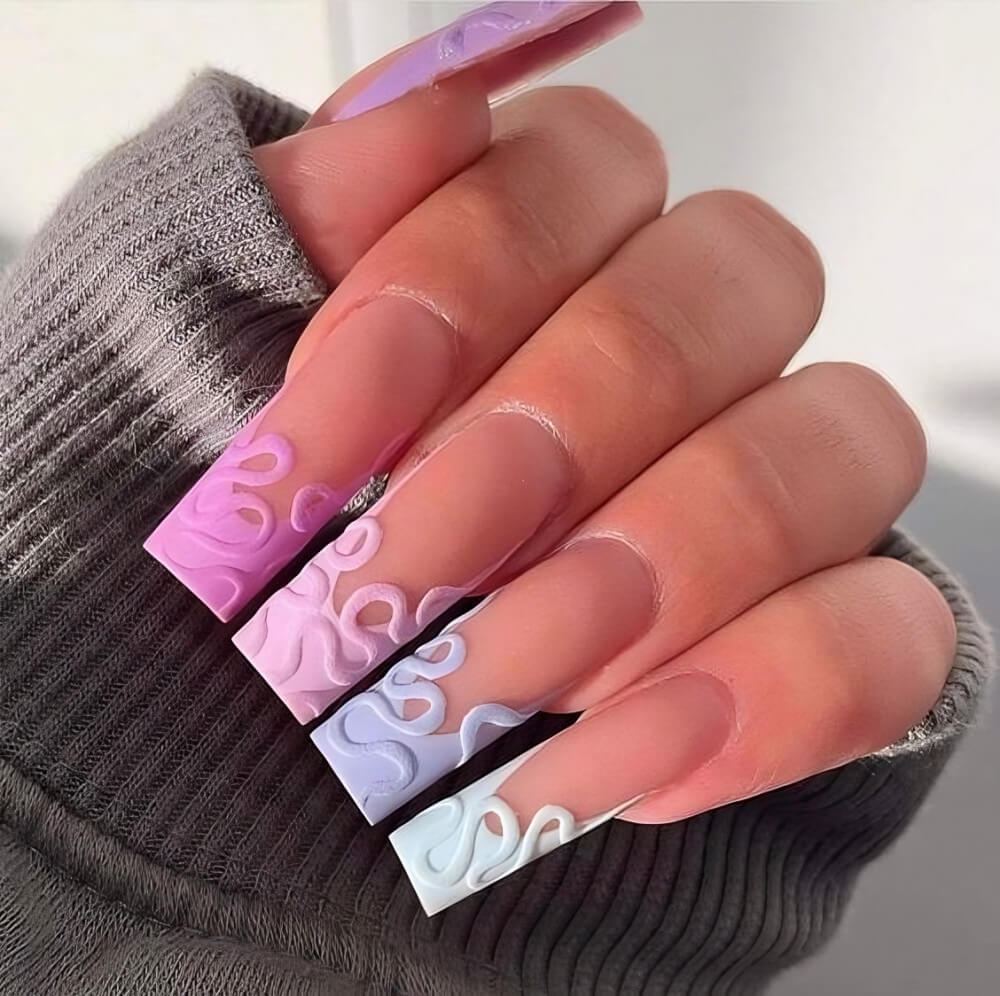  Pastel French Tip Square Nails