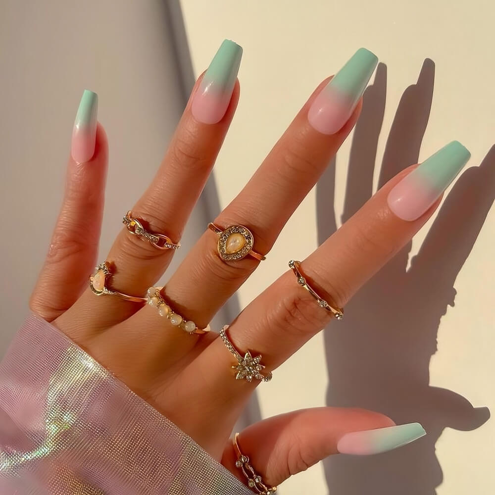  Pastel French Tip Square Nails