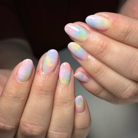 Pastel Tie Dye Manicure