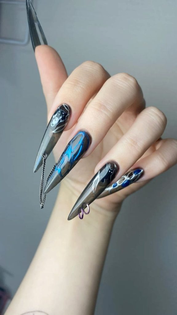Piercing Long Stiletto Nails1